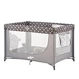 Pamo Babe Portable Crib Baby Playpen with Mattress and Carry Bag Grey