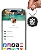Metal NFC Keychain - Digital Business Card - Smart NFC & QR Code Contactless Sharing Tool for Social Media, Contact Info, Website & Portfolio - Compatible with iOS & Android - Black
