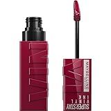 Maybelline Super Stay Vinyl Ink Longwear No-Budge Liquid Lipcolor Makeup, Highly Pigmented Color and Instant Shine, Unrivaled, Berry Burgundy Lipstick, 0.14 fl oz, 1 Count