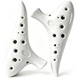 Ocarina 12 Hole White Pottery 2 Pack in Alto C for Beginner (White 2 Pack)