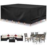 Richwon Patio Furniture Covers - Waterproof Rectangle, Heavy Duty for Outdoor Sectional Set (90"L x 64"W x 28"H), Black