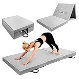 3inch Thick Workout Mat,6 * 2.5ft Extra Thick Wide Folding Yoga Mat, Tri-Fold Exercise Mats, High-Density Non Slip Gymnastics Mats with PU Leather Cover for Fitness Pilates Stretching
