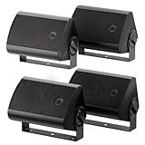 Herdio Passive Outdoor Speakers Wired Waterproof, 4 Inches 2-Way 400W Wall Mounted Speakers with Dome Tweeter, All-Weather Durability, for Patio Porch Backyard (2Pairs, Black)
