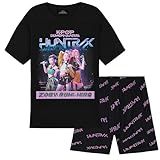 KPop Demon Hunters Officially Licensed 2-Pc Pajamas Set Girls, 5–14 Yrs, Soft PJs Lounge Set T Shirt Shorts, Gifts for Girls (5-6 Years, Black Huntrix)