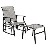 Outsunny Outdoor Glider Chair with Ottoman, Patio Glider Set with 24.4" High Back, 22" Wide Seat, 2-Piece Outdoor Lounge Set with All-Weather Breathable Mesh for Porch, Garden, Backyard, Gray