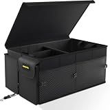 MIKKUPPA Trunk Organizer with Lid - 65L Collapsible Car Organizer, Black