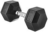 Amazon Basics Rubber Hex Dumbbell Weight with Comfortable Handle for Home Gym Workout, 40 pound, Single, Black