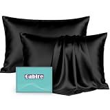 Gabire Mulberry Silk Pillow Cases Set of 2, Both Sides Real Silk Pillowcase for Hair and Skin Prevent Acne Pillowcase Organic Silk Pillowcase 2 Pack with Hidden Zipper, Black, Standard (20"×26")