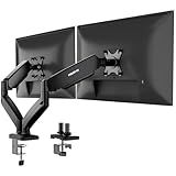 Mount-It! Dual Monitor Desk Mount, Two Independent Gas Spring Arms, Fits 13-32" Screens up to 17.6 lbs Each, VESA 75x75 & 100x100, Full Motion Tilt Swivel Rotate, C-Clamp & Grommet Base