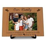 Family Pictures Frame, A Circle Of Strength, Founded On Faith, Joined In Love, Kept By God Photo Frame With Stand, Adoption Day Gifts For Family, Farmhouse Home Bedroom Decoration -A06