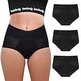 Bambody Absorbent Panties, Period Underwear for Women and Teens - All-Day Long - Overnight Protection- Postpartum, Leakproof - Large - 3 Pack: Black