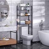 samstar 4 Tier Over The Toilet Storage Rack, Bathroom Organizer Shelves Cabinet Above Toilet, with Adjustable Height Freestanding Shelf Space Saver, Black