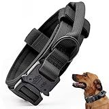 Tactical Dog Collar, Adjustable Military Training Nylon Dog Collar with Control Handle and Heavy Quick-Release Metal Buckle for Small Medium Large Dogs, Black L