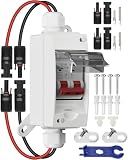CNLonQcom Solar Panel Disconnect Switch 32 Amp 500V DC Miniature Circuit Breaker with Plug-and-Play Connector and IP65 Waterproof Box for Outdoor PV or AC Stystem, RV and Solar
