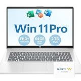 HP 2025 New 17 inch Laptop Computer • 64GB RAM • 2TB SSD • AMD Ryzen 5 Processor (6-Cores) • 10-Key Number Pad • Long Battery Life • w/WOWPC Recovery USB • Windows 11 Pro with Microsoft Office