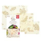 Bee's Wrap Beeswax Wraps for Food - 3 Pack of Assorted Beeswax Wraps - Small, Medium & Large Wrap - Made in USA Reusable Natural Food Wrap - Honeycomb Print