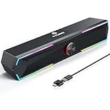 Tylubio Computer Speakers for Pc Desktop with Clear Sound, Flowing LED PC Speaker for Computer Desktop Laptop Monitor, Bluetooth & USB Input