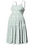GINKANA Maternity Spaghetti Strap Dresses Solid Pregnant Woman Sleeveless Cami Dress Knee Length Summer Daily Wearing Maternity Dresses,Little Daisy,L