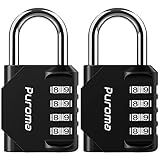 Puroma 2 Pack Combination Lock for Locker 4 Digit Outdoor Waterproof Padlock for School, Gym, Sports, Fence, Toolbox, Gate, Case, Outdoor, Hasp Storage (Black)