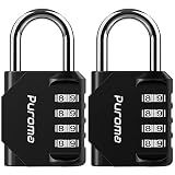 Puroma 2 Pack Combination Lock Locker 4 Digits Combo Padlock Gym Black