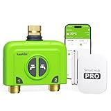 RAINPOINT WiFi Water Timer for Garden Hose, 2 Zone WiFi Sprinkler Controller, Smart Hose Timer Valve, Automatic Drip Irrigation System/Rain Delay for Garden/Lawn (Brass Inlet & Outlet, WiFi Gateway)