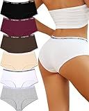 FINETOO Womens Underwear Cotton Hipster Panties Full Coverage Stretch Bikinis Comfortable Briefs S-XL (XL)