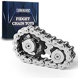 Fidget Spinner Toy for Adults Metal Figette Bike Chain for Adult Men Pain Stim ADHD Teen Cool Gadgets Quiet Desk Offices Anxiety Relief Items Stress Tool Sensory Spiky Easter Basket Stuffer - Black