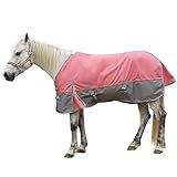 Gallopoff 1200D Ripstop Waterproof Breathable Horse Blanket (0g No Fill), Lightweight Turnout Rain Sheet, Keeps Dry in Mud & Wet Weather Pinkgrey 72"