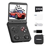 2025 New Miyoo Flip V2 Handheld Game Console 64GB,3.5-inch 640*480 IPS Screen 3000mAH Battery Portable Video Gaming Console with Storage Case retroid Pocket flip 2 Retro Gaming Console Black