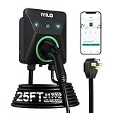 IYILO Level 2 EV Charger 240V 40A NEMA 14-50P (Default), Max 48A via Hardwire Electric Vehicle Charging Station, Dual Temp Sensors in Plug & Connector for EV Safety, J1772, WiFi, ETL, 25' Cable, RFID