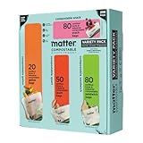 Matter Compostable Assorted Kitchen Bags, 230 Count, Biodegradable, Eco-Friendly Resealable Food Storage Variety Pack, 80 Snack, 80 Sandwich, 50 Quart & 20 Gallon