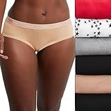 Hanes Originals Women's Underwear, Stretch-Cotton Women's Hipster Panties, Basic Assorted Colors, 6-Pack