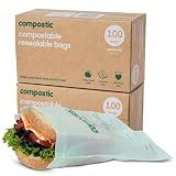 Compostic Compostable XL Sandwich Bags, 200 Ct Bulk, Zip-Seal