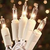 HISHINY Christmas Lights 100 Count Mini Clear Lights 21ft White Wire Christmas Tree String Lights Set for Outdoor Indoor Christmas Decorations Wedding Valentines Day Decor,UL Certified (21feet)