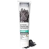 Desert Essence Activated Charcoal Toothpaste - Fluoride and Carrageenan Free - Brighter Teeth and Fresher Breath with Activated Coconut Shell Charcoal, Baking Soda, and Fresh Mint - 6.25 oz