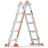 LEVELEVE A Frame 5 Step Ladder, 17FT Extension Ladder with Stabilizer Bar & Wheels,330 lbs Security Load Multi Position Ladder for Stairs Home Indoor Outdoor Roof
