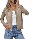 LILLUSORY Womens Cardigan Sweaters Long Sleeve Casual Lightweight Button Down V-Neck Fall Clothes 2025 Khaki L