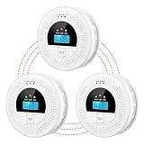 3-Pack Interconnected Smoke Detectors and Carbon Monoxide Alarm with Test & Silence Button, Battery Powered, Smoke and CO Detector for Any Room, Peace of Mind