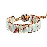 Plumiss Boho Agalmatolite Beaded Wrap Leather Bracelet Jewelry