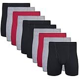 Gildan Men's Underwear Covered Waistband Boxer Briefs, Multipack, Black/Garnet/Graphite (10-Pack), Large