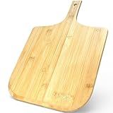 Pizza peel, 12" natural bamboo pizza paddle, Essential accessories for indoor Outdoor Ovens, baking homemade pizza, cutting board, Cheese, Serving Pizza, Bread, Cookies & More, Eco-Friendly & Durable