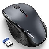 TECKNET Wireless Mouse, 2.4G USB Computer Mouse with 6-Level Adjustable 4800 DPI, Silent Mouse Quiet Click,30 Months Battery, Ergonomic Grips, 6 Buttons Portable for PC, Chromebook, Mac - Grey