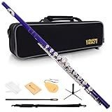 YANASON Purple C Flute Closed Hole 16 Keys Flute Nickel-Plated for Beginner, Student and Professionals with Carrying case, Metal stand, Gloves, Tuning Rod, Cleaning kit(Purple)