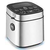 LCKSMAL 2.5LB Bread Maker with Built-in Electronic Scale, 25-in-1 Bread Machine, Beginner-Friendly with Adjustable Baking & Fermentation, Non-Stick Easy-Clean Pan, Quiet, 15H Delay, Recipes, White
