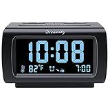 DreamSky Alarm Clock Radios for Bedrooms with Battery Backup, Large Big Numbers with Dimmer Wheel, USB Port, Bedside Digital FM Radio with Sleep Timer, Temperature, Adjustable Volume, Snooze