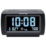 DreamSky Alarm Clock Radios for Bedrooms with Battery Backup, Large Big Numbers with Brightness Dimmer, USB Port, Bedside Digital FM Radio with Sleep Timer, Temperature, Adjustable Volume, Snooze