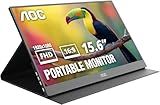 AOC 16T20 Portable Monitor 15.6" FHD 1080p IPS Display, USB-C x2, Mini HDMI, Built-in Speakers, Travel Monitor with Smart Cover, Compatible with Laptops, MacBook, Gaming Console Ready