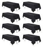 8 Pack Black Tablecloth 60 x 102 Inch Polyester Table Cloth for 6 Foot Rectangle Tables, Wrinkle Resistant Washable Decorative Fabric Table Covers for Wedding Party Banquet Buffet and Camping
