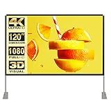 Projector Screen with Stand 120 inch 16:9 HD 4K Outdoor Indoor Projection Screen for Home Theater 3D Fast-Folding Projector Screen with Stand Legs and Carry Bag Projection Movie Wrinkle-Free