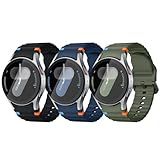 Acextro 3 Pack Sport Band Compatible for Galaxy Watch 7 Bands 44mm 40mm, Samsung Galaxy Watch FE/6/5/4 Classic(40mm-47mm) No Gap Soft Silicone Replacement Strap for Men & Women